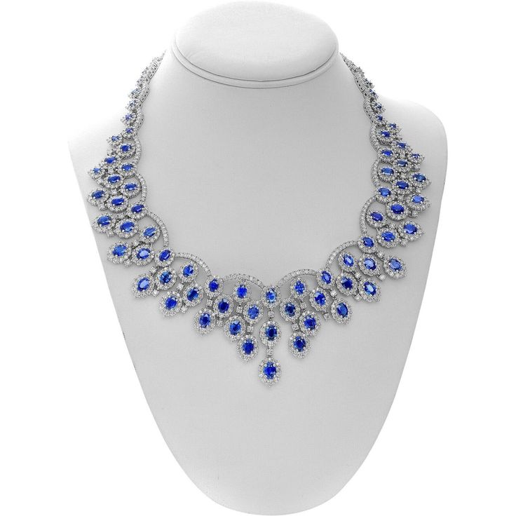 Blue Gem With Diamond Necklace Design Idea For You