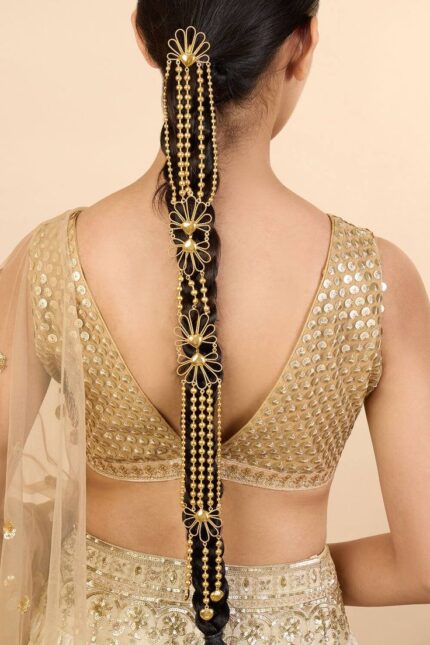 D&J Royal Gold Bloom Bridal Hair Jada | Traditional South Asian Braid Accessory