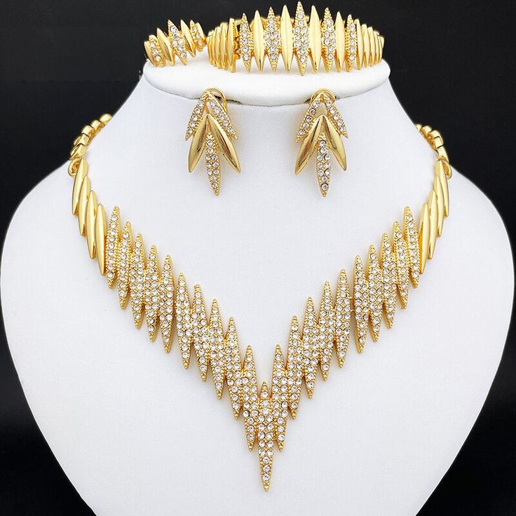 Fashion Jewelry Sets Gold Color Necklace And Earrings For Women Four Pieces Jewelry Set - 3