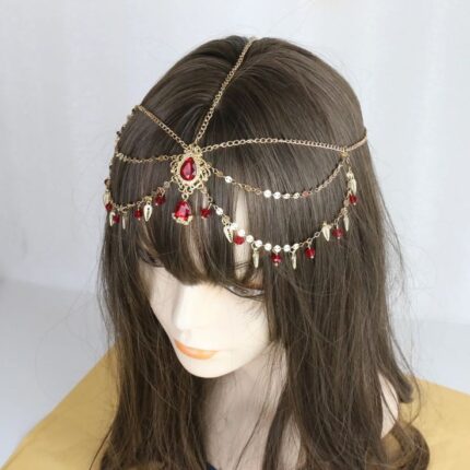 D&J Ruby Grace Chain Matha Patti – Gold Bridal Forehead Jewelry