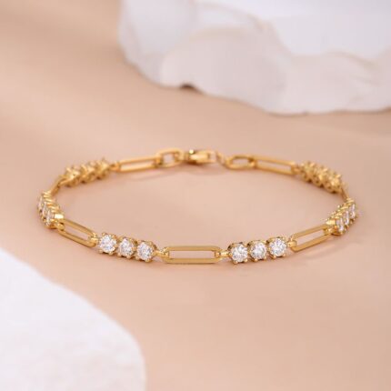 D&J Radiant Link Diamond Accent Gold Bracelet