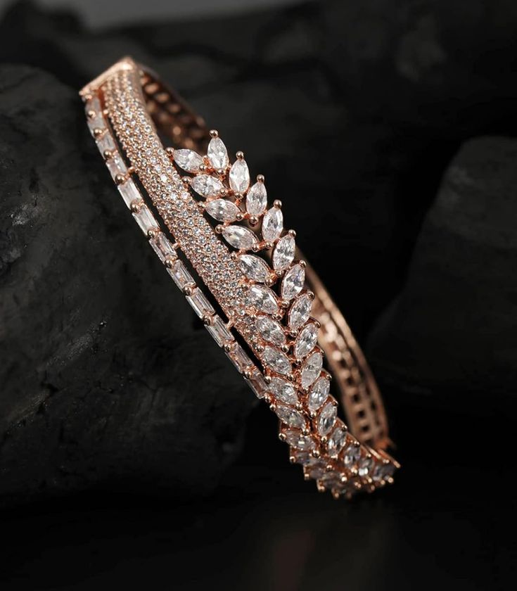Priyaasi American Diamond Rose Gold Plated Bracelet for Women