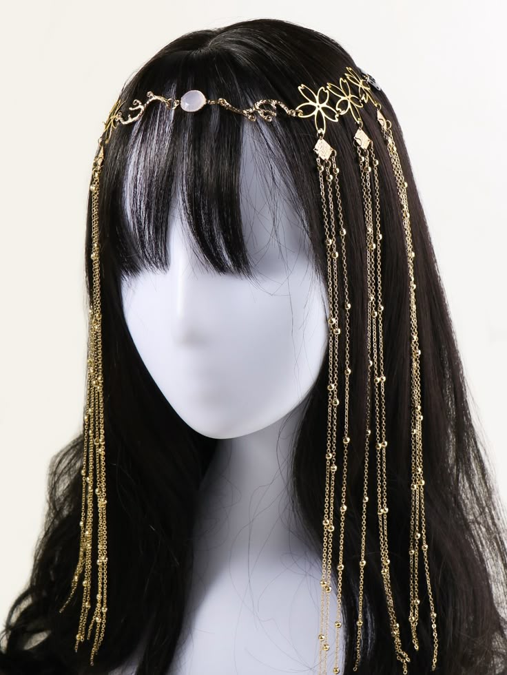 Tassel Charm Flower Decor Hair Clip With Chain Party Bow Halloween