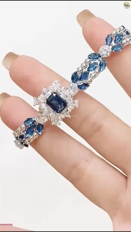 D&J Royal Sapphire Bloom Halo Diamond Bracelet