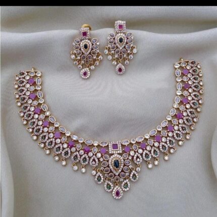 Royal Multicolor Kundan Statement Necklace Set – D&J Diamonds & Jewels