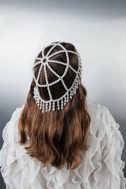 D&J Ivory Pearl Halo Headpiece | Luxury Bridal Hair Jewelry